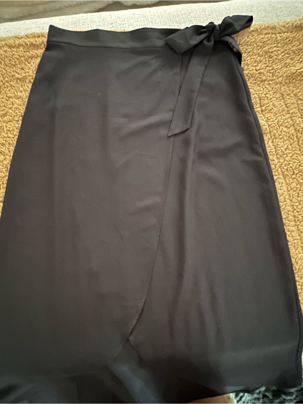 Ann Taylor Black Asymmetrical Wrap Midi Skirt
